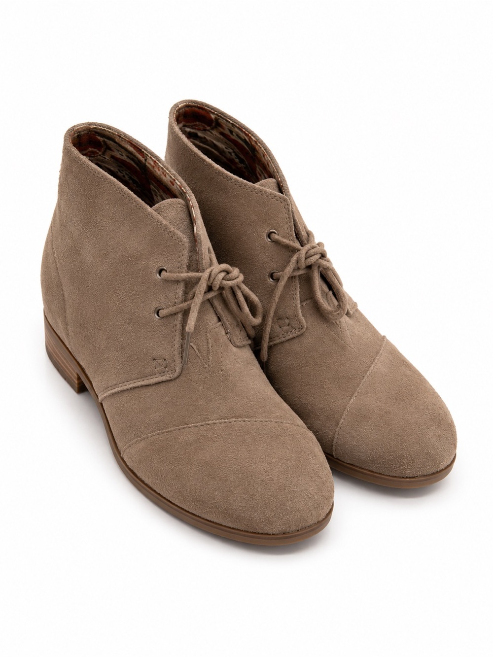 Toms Taupe Suede Lace-Up Ankle Booties